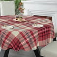 thumbnail image 3 of Eveokoki Plaid Tartan Round Tablecloths 60 Inch Holiday Tablecloth Decor Autumn Winter Table Cloth Polyester Fabric Season Outside Table Cover for Kitchen Outdoor Indoor Party, 3 of 5
