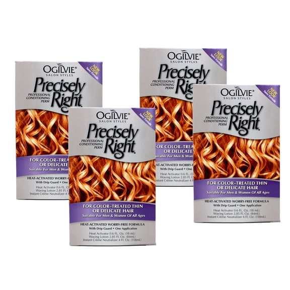 4 Pack Ogilvie Precisely Right Perm Color-Treated, Thin or Delicate Hair 1 Ct Ea