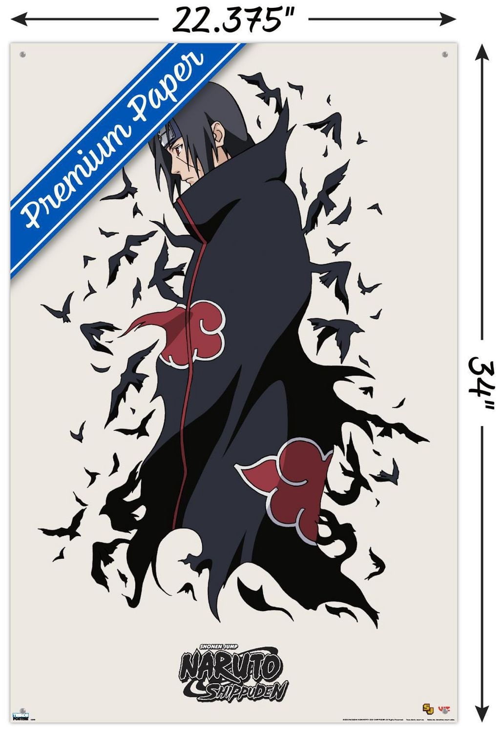 Naruto Shippuden – Itachi 22.375" x 34" Wall Poster with Beechwood Magnetic Frame, by Trends International