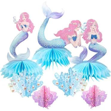 Cheerland Mermaid-Themed Centerpieces for Under-the-Sea Parties, 7 Pcs