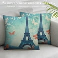 thumbnail image 3 of Nawypu  Blue Paris Butterfly Love Flower Pattern  Square Throw Pillow Case Decorative Durable Cushion Slipcover Home Decor Standard Size Accent Pillowcase Slip Cover, 3 of 5