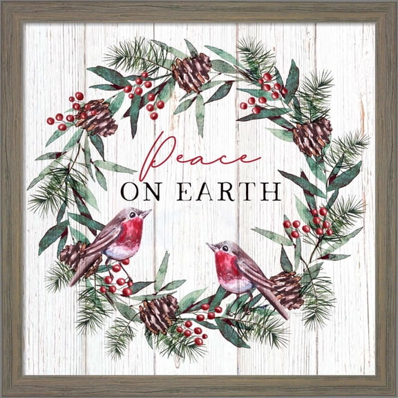 Great Art Now Peace on Earth by Elizabeth Tyndall, Framed Wall Art, 13W x 13H