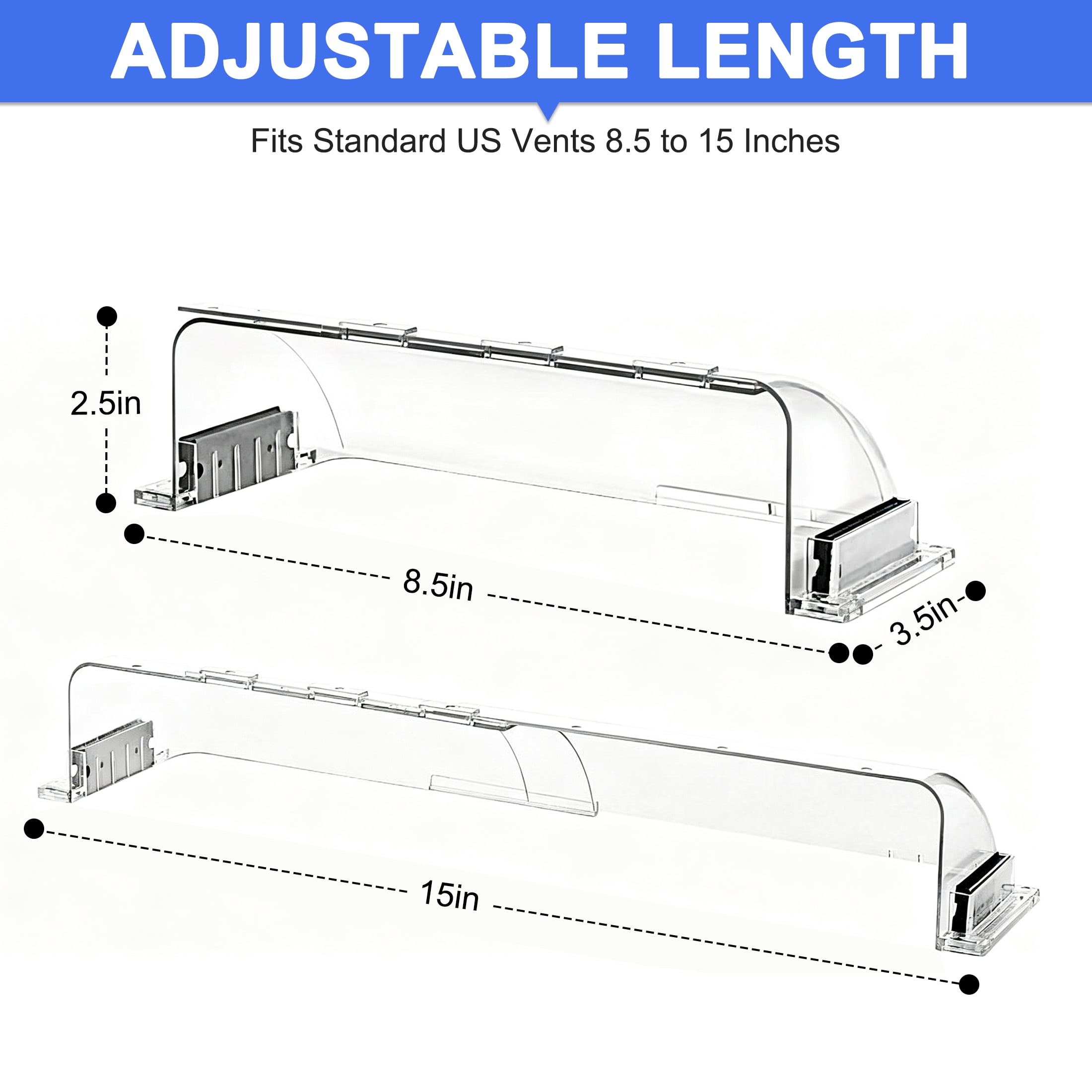 GARITIN 2 Pack Magnetic Vent Deflector, Adjustable Heat and Air Vent Deflector for Wall, Ceiling & Floor HVAC Vents