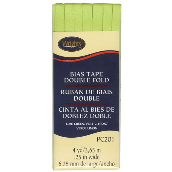 Wrights 1/4" Double Fold Lime Green Bias Tape, 4 Yd.