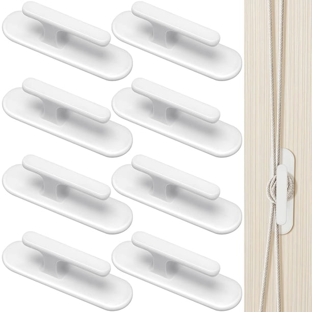 Piezas Soporte de Cordón para Persianas, Enrollador de Cordón para Persianas, Cordón de Seguridad para Persianas, Abrazaderas para Enrolladores de Cordones para Ventanas, Adhesivo Fuerte, No Requiere