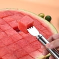 thumbnail image 5 of Shoreew Watermelon Cutter Slicer Tool Stainless Steel 2-In-1 Fruit Cutter with Windmill Design Portable Melon Cube Cutter Fork for Family Camping Parties, 5 of 6