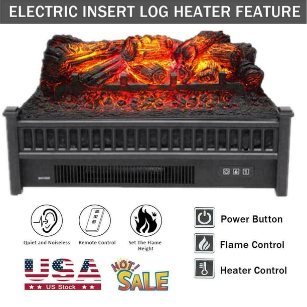 Home Garden 23 1400w Electric Fireplace Logs Heater Realistic Flame Hearth Insert Wood Tf Fireplaces