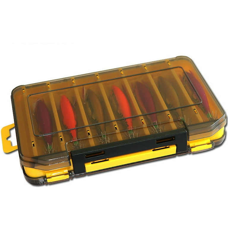 Double-Sided Plastic Lure Storage Box - 12 Or 14 Grid Tackle Organizer For Hard Baits, Translucent Lid, Durable PP Material (Model Y1427)