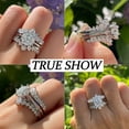thumbnail image 3 of SFTING Wedding Rings for Women Moissanite 3CT Round Cut Engagement Ring Enhancer Silver 18K Plated Wedding Band Size 7, 3 of 10
