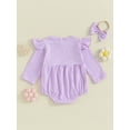 thumbnail image 4 of Bagilaanoe Newborn Baby Girl Rompers Long Sleeve Bodysuit + Headband 3M 6M 9M 12M Infant Fall One Piece Jumpsuit, 4 of 9
