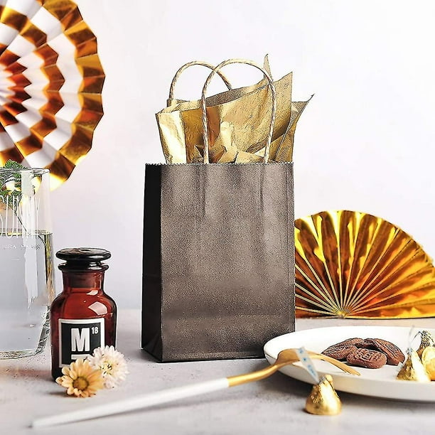 Bolsas De Asa Para Imprimir Pequeñas Bolsas De Regalo Con Asas, 24 Unidades A 8 Colores De Papel Kraft Marrón Para Fiesta, Bolsas De Regalo Para Navidad, Cumpleaños De Niños, Suministros De