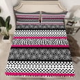 thumbnail image 2 of Manfei Dimgrey Abstract Ombre Queen Sheet Sets for Adult, Retro Tribal Damask Flat Sheet, Simple Fashion Style Queen Fitted Sheet, Ultra Soft Bedroom Decor, 4pcs, 2 of 7
