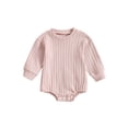 thumbnail image 1 of ZAXARRA Baby Sweatshirt Romper Long Sleeve Round Neck Solid Color Ribbed Bodysuit Infant Fall Outfit, 1 of 8