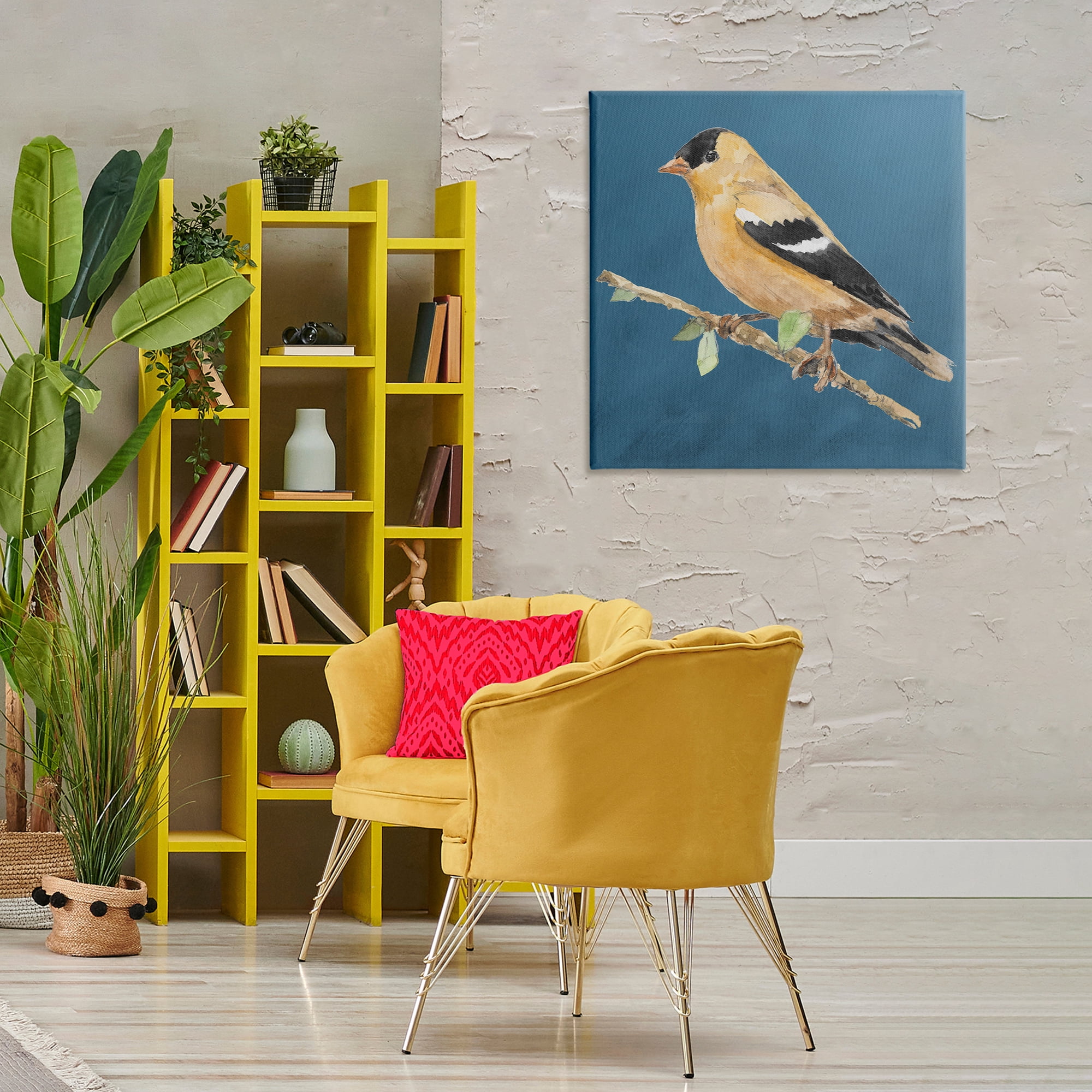 Stupell Industries Traditional Yellow Bird Animals & Insects Painting Gallery Wrapped Canvas Art Print Wall Art, 30 x 30