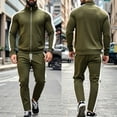 thumbnail image 5 of Delconic Mens Two Piece Athletic Tracksuit Set Zip Front Long Sleeve Track Jacket and Tapered Jogger Pants Casual Sportwear Army Green L, 5 of 5