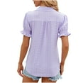thumbnail image 4 of CALAFEBILA Womens Plus Size T Shirts Brethable Women's Blouses,Womens Fashion Solid Color Blouse Summer Puff Sleeve Lapel Womens Casual Tops, 4 of 4