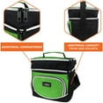 thumbnail image 4 of OPUX Insulated Dual Compartment Lunch Box Men Women | Leakproof Double Deck Lunch Bag Work Office | Soft Cooler Tote Shoulder Strap Adult | Reusable Thermal Lunch Pail Kit 12 Can Neon Green, 4 of 7
