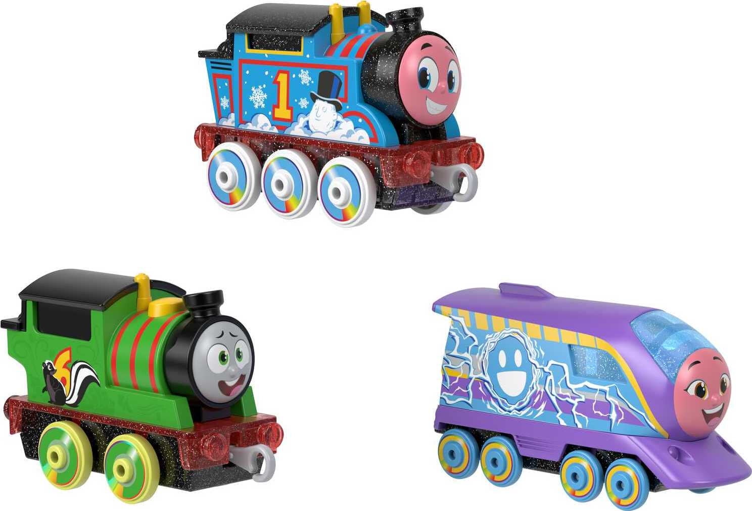 Thomas and Friends Toy Train 3-Pack, Color Changers, Diecast Thomas Percy and Kana Engines