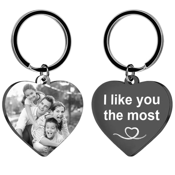 Cevemin Custom Photo Keychain with Engraved Text - Personalized Stainless Steel Key Chain for Men, Gifts for Holidays, Birthdays, and Anniversaries