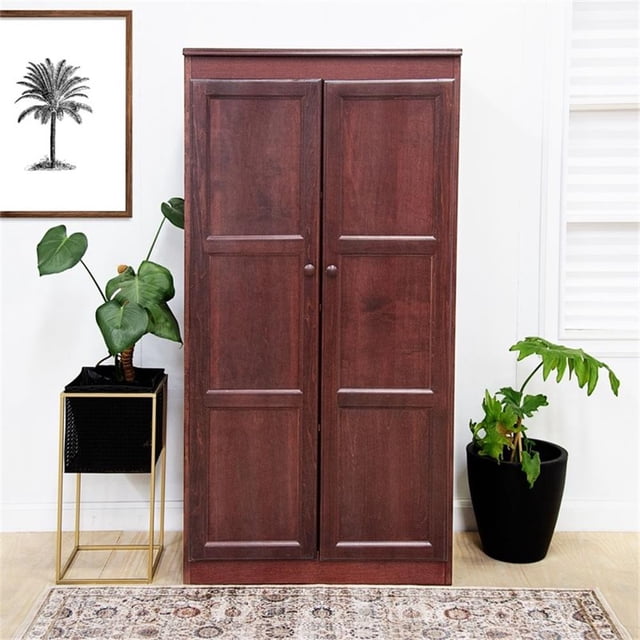 Pemberly Row Armoire de Rangement à 4 Tablettes avec Portes 30"L X 60"H en Cerisier
