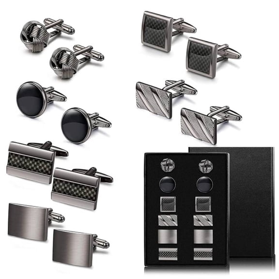 6Pairs Wedding Business Classic Cufflinks, Twist Knot Cufflinks Steel for Mens Shirt Wedding Business Gift