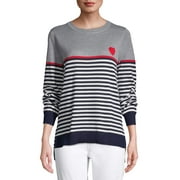 EV1 from Ellen DeGeneres Heart Stripe Hi-Low Sweater Women's
