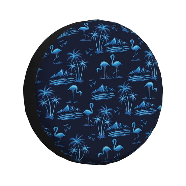 Bingfone Oiseaux Flamant Bleu pour Housse de Pneu de Rechange, Protecteurs de Roue Universels Imperméables pour Véhicule Récréatif, Caravane, Remorque de Voyage, SUV, Camion-16 Pouces