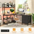 thumbnail image 4 of Homieasy 58.7'' L Shaped Computer Desk with Hutch, Power Outlets, LED Lights & Storage Drawers, for Home & Office, Black, 4 of 7