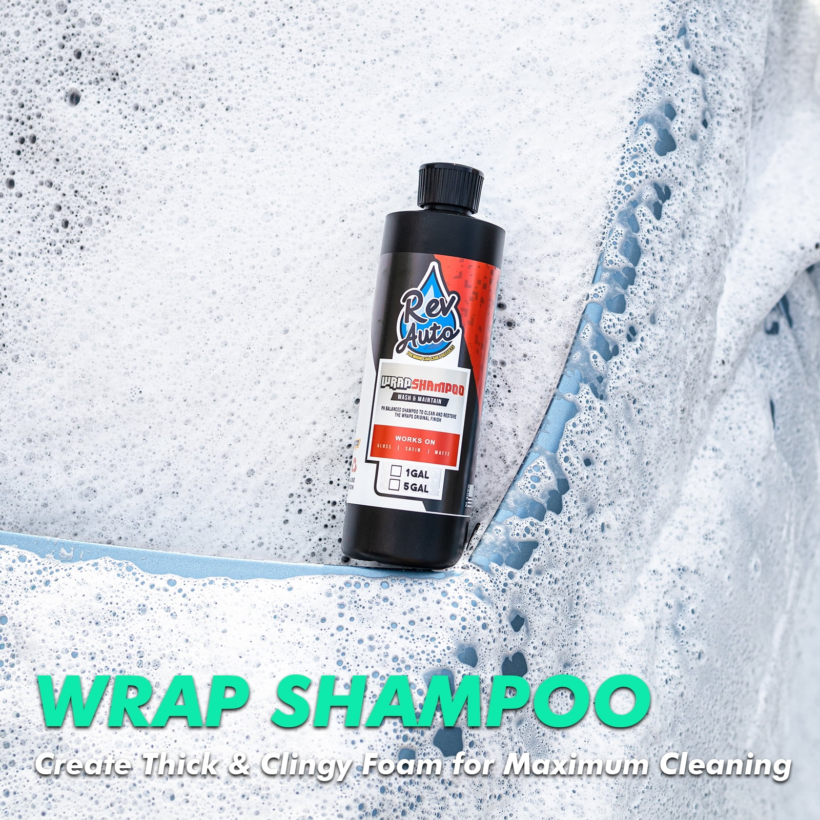 Rev Auto Complete Vinyl Wrap Detailing Kit - 3 Item Car Wrap Cleaning Kit Includes Wrap Detailer, Wrap Shampoo, & Wrap APC Car Wrap Vinyl Finishes | Car Wrap Cleaner, Vinyl Wrap Care
