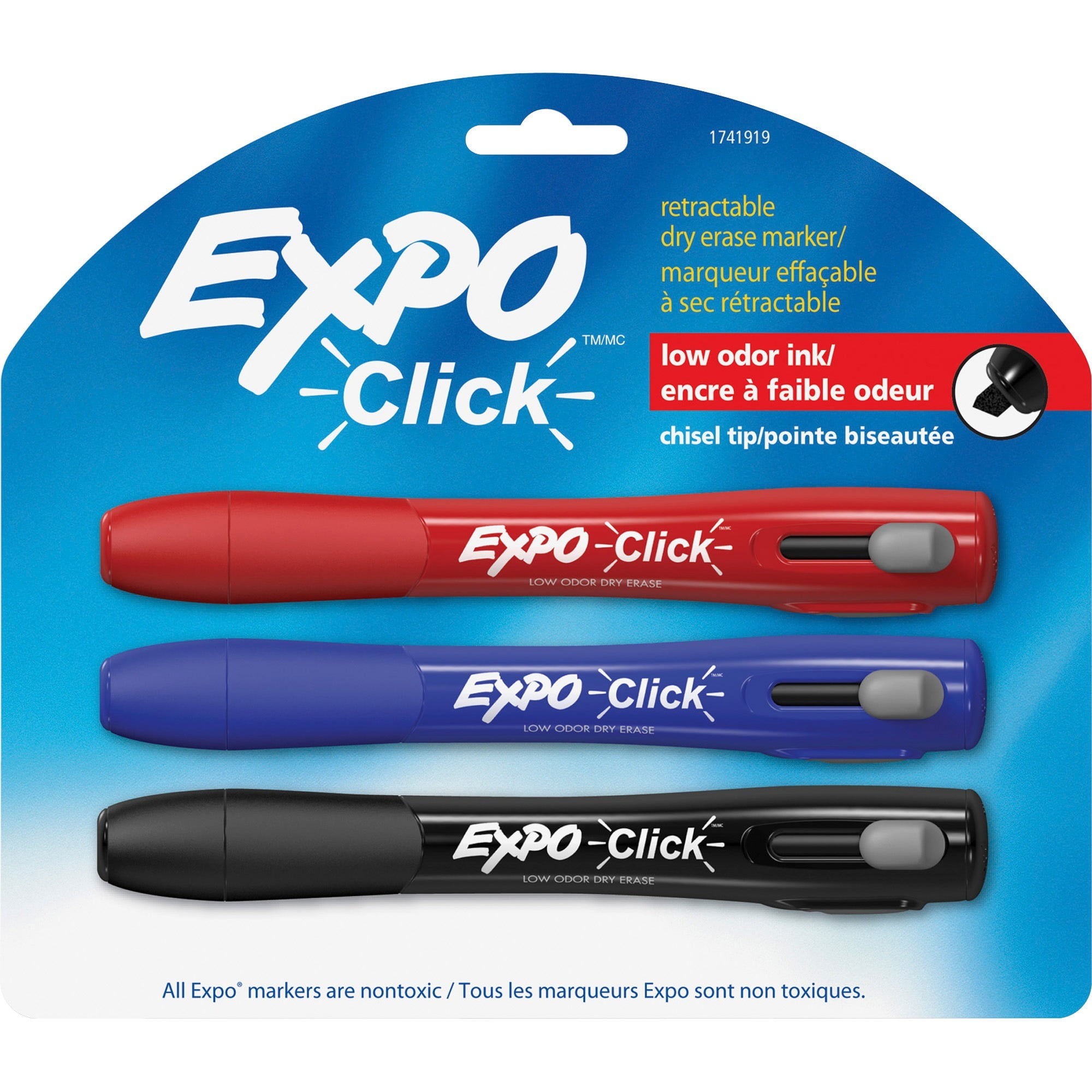 Expo, SAN1741919, Retractable Click Dryerase Markers, 3 / Set