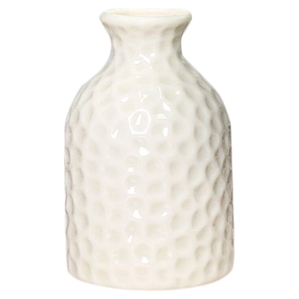 Jarrón pequeño de cerámica, florero creativo de escritorio, botella de aromaterapia sencilla y artesanal para decoración del hogar y la oficina (blanco)