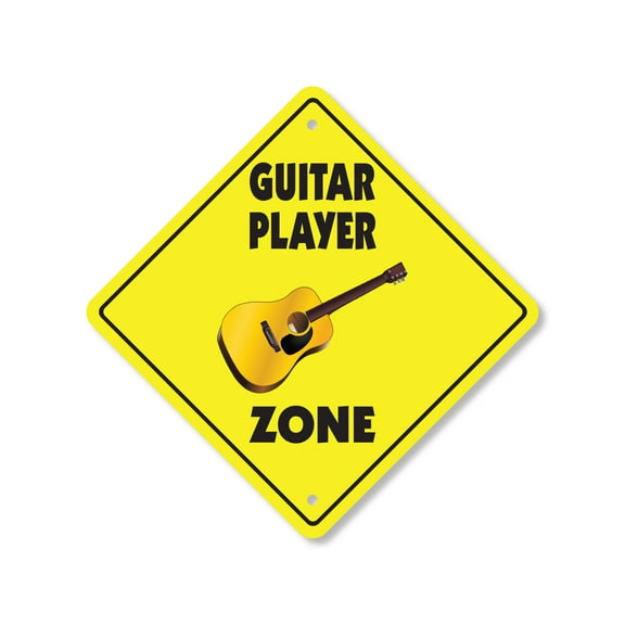Guitar Player Plastic Crossing Sign - 12 Inch X 12 Inch Xing Sign Gift Music Instrument Band Performer Strings Acoustic Electric Rock Solo Jazz