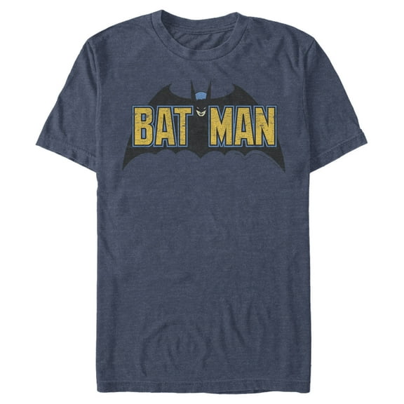 Men's Batman Caped Crusader Logo Graphic Tee Navy Blue Heather Large