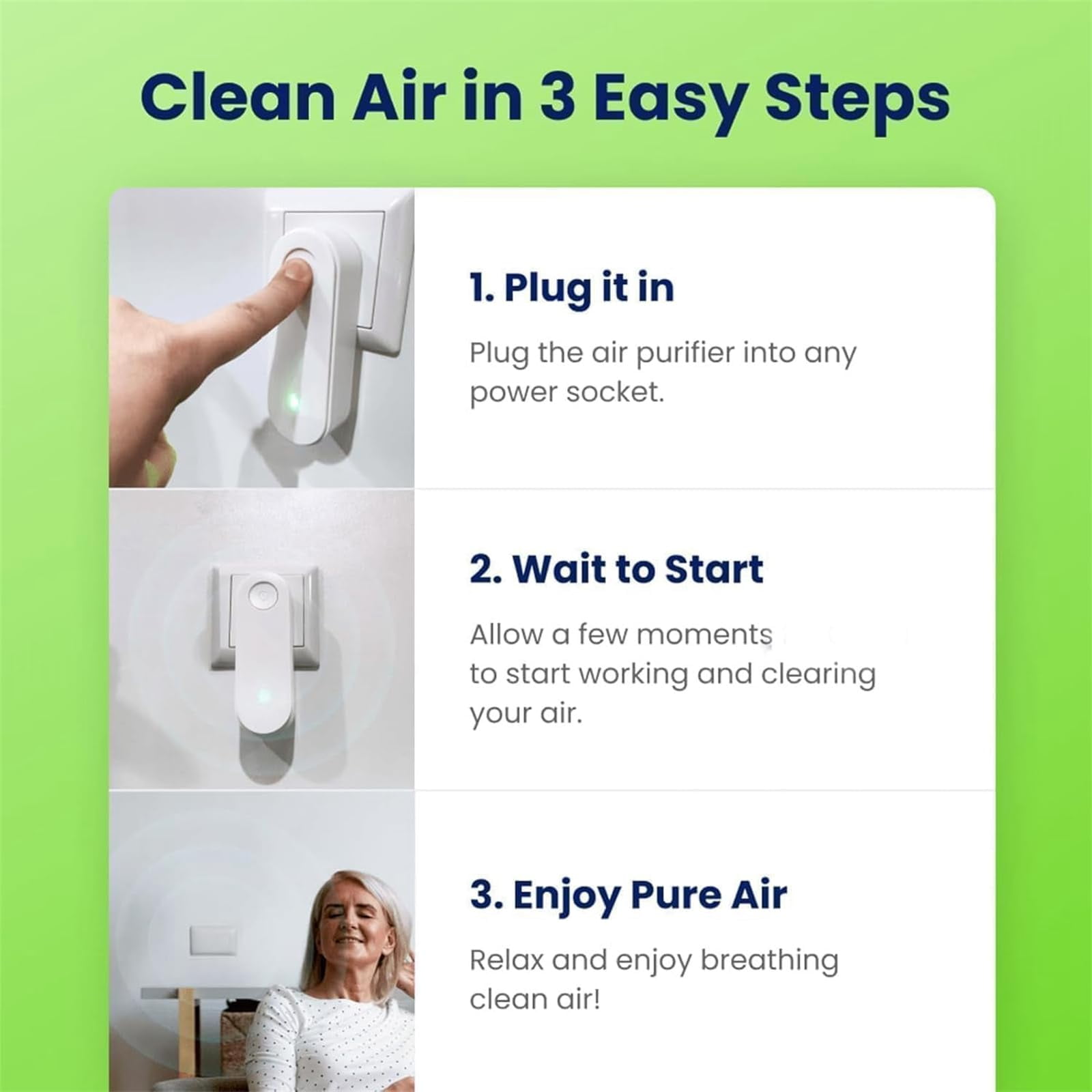 2025 New Magair Air Purifiers Plug In, Silent Filterless Design/360° Coverage, Pollutants for Bedrooms, Toilets, Pet Room (3pcs)