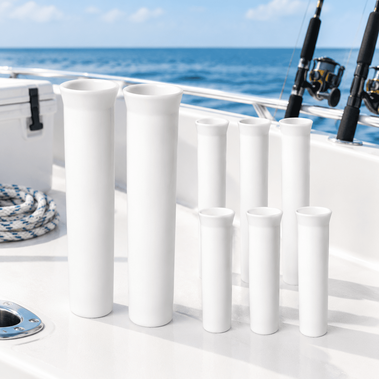 8-Pack 1-5/8-Inch Vinyl Fishing Rod Holder Inserts for and Yachts