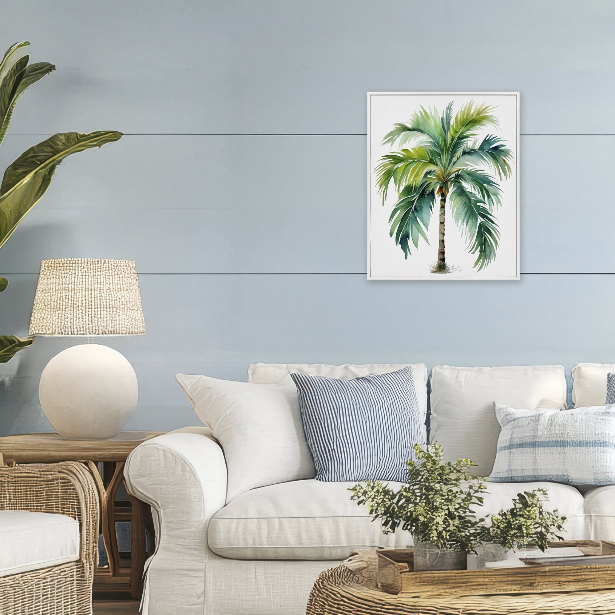 Stupell Industries Lagoon Majesty Palm White Framed Giclee Art, design by Shelly Craig