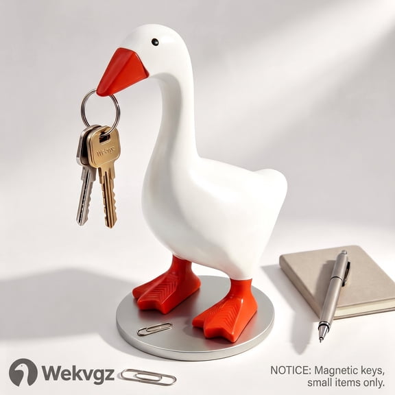 Desk Goose Magnetic Key Holder 7 Inch Resin Goose Statue Funny Animal Figurine for Desk Office Table Home Decor 1 Pack