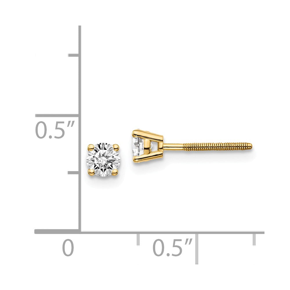 Real 14kt Yellow Gold .40ct. SI3 G-I Diamond Stud Thread on/off Post Earrings; for Adults and Teens; for Women and Men