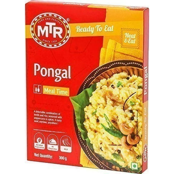 MTR Pongal - Peppered Lentil Rice (Ready-to-Eat) 10.5 oz box Pack of 2