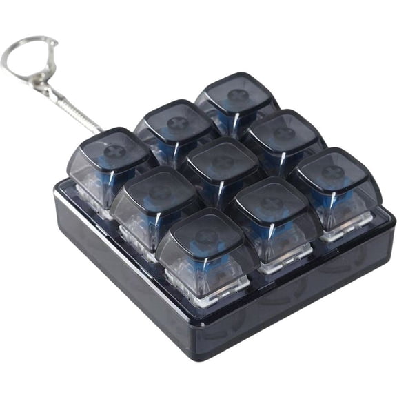 DIY Keyboard Fidget Keychain 9Keys Finger Keyboard Cap Portable Keychain Clickers for Adults Stress Relief Keyboard Fidget Clicker