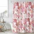 thumbnail image 2 of Small Stall Shower Curtain 48x72 Inch Narrow Half Size Nautical Coastal Bath Curtains Bathroom Decor, Summer Sea Coral Starfish Underwater Red Waterproof Fabric Shower Curtain Set with Hooks 48 Inch, 2 of 7