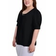 thumbnail image 2 of NY Collection Women's Plus Size Short Sleeve Balloon Sleeve Top With Hardware, 2 of 4