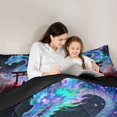 thumbnail image 4 of Metsweet Galaxy Gradient Dragon Full Size Comforter Sets 3-Piece, Japanese Samurai Sakura Bedding Comforter Set, Blue Purple Red Black,Black Reversible,1 Comforter and 2 Pillowcases, 4 of 6