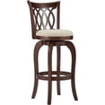 thumbnail image 2 of Weston Home Motif Upholstered Swivel Cherry Finish Wood Bar Height Stool, Beige, 2 of 2