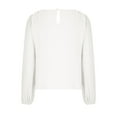 thumbnail image 3 of Timegard Womens Tops Chiffon Puff Long Sleeve Crewneck Ruched Back Button Tee Shirts Casual Loose Tops, 3 of 4