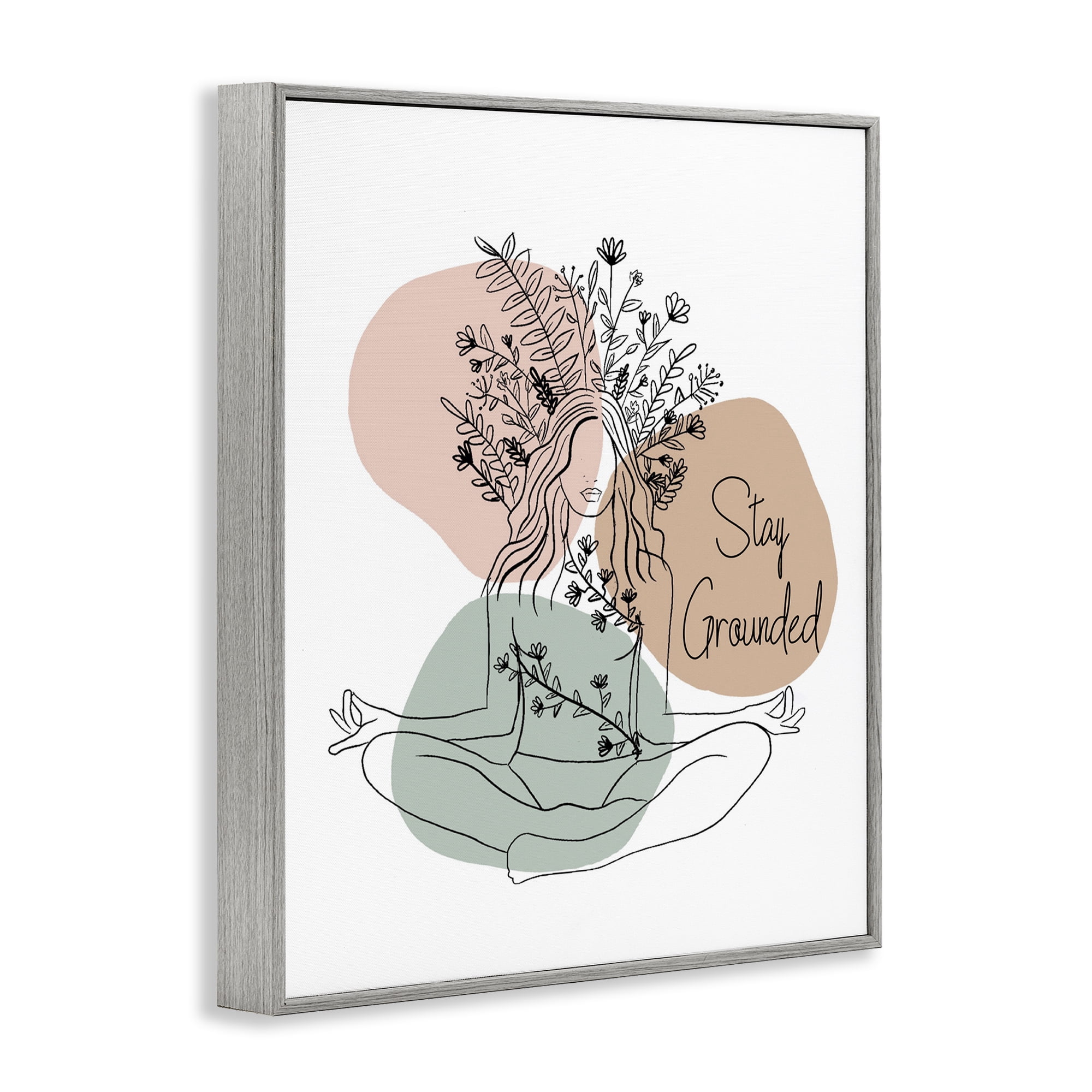 Stupell Industries Stay Grounded Portrait Typography Painting Gray Framed Art Print Wall Art, 24 x 30