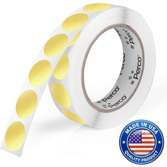 Perco Metallic Gold Round Circle Dot Sticker 1-Inch Labels with Perforation for Easy Tear-Off - 1,000 Stickers per Roll - VIP, Reward & Premium Pricing Labels for Events & Packaging - Made in USA
