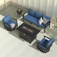 thumbnail image 3 of Kullavik Aluminum Patio Furniture Set with Fire Pit Table, 5 Seats Outdoor Patio Conversation Set with Swivel Chair Modern Metal Patio Sectional Sofa with Upgrade Cushions,Navy, 3 of 8