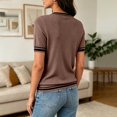 thumbnail image 5 of Women's Lightweight Short Sleeve Sweater Top Business Casual Crew Neck Summer Loose Basic Tops by Yigetop Coffee 2XL, 5 of 6