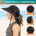 thumbnail image 3 of SUN CUBE Women Hiking Hat Fishing Hat | Ponytail Sun Hat with Neck Flap Wide Brim | Summer Outdoor Camping Beach Safari Ladies Foldable Woman Hat UPF50+ (Black), 3 of 9